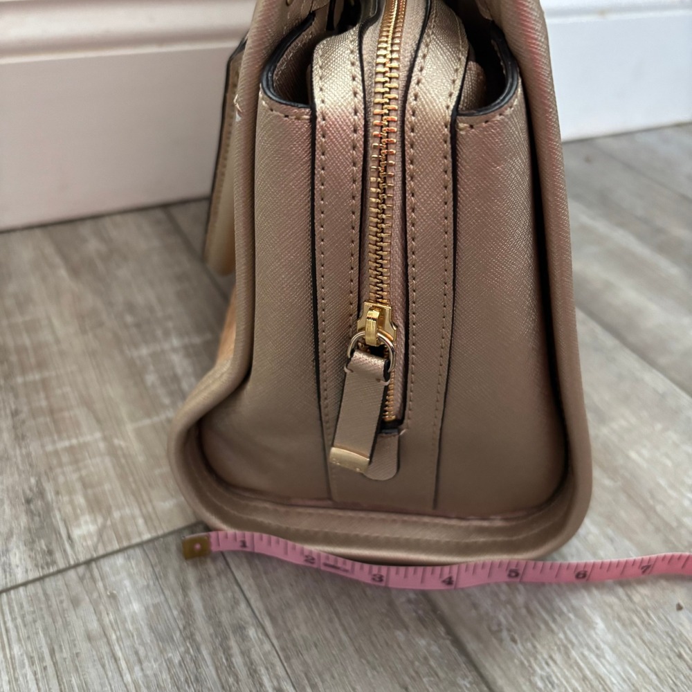 Calvin‎ Klein Satchel Bag Womens Medium Gold Cork Saffiano Trim Satchel - Picture 11 of 12